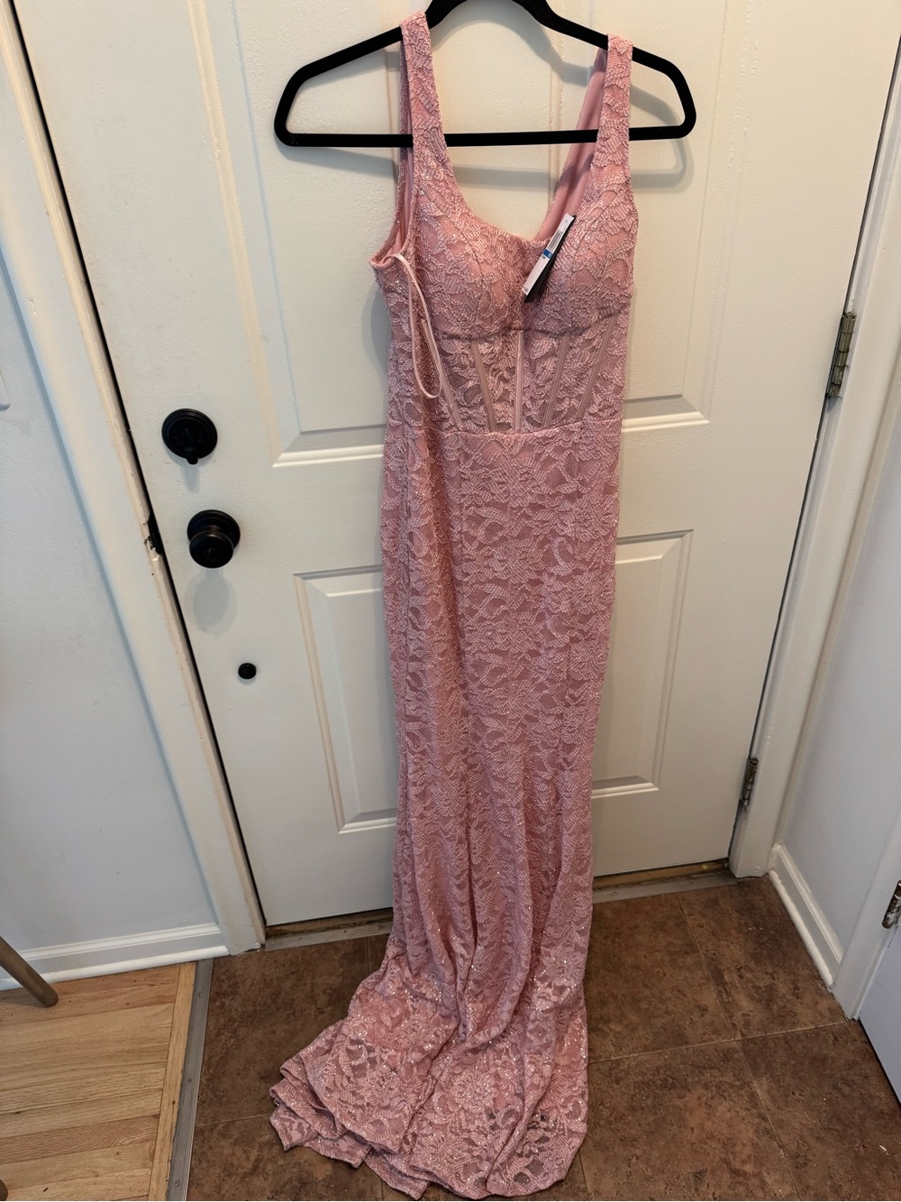 City Studio Blush Lace Prom Gown